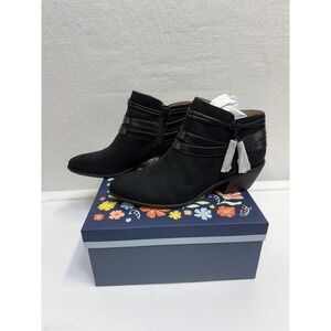 LifeStride Boots Womens Size 8 Black Paloma Ankle Tassel Block Heel Booties